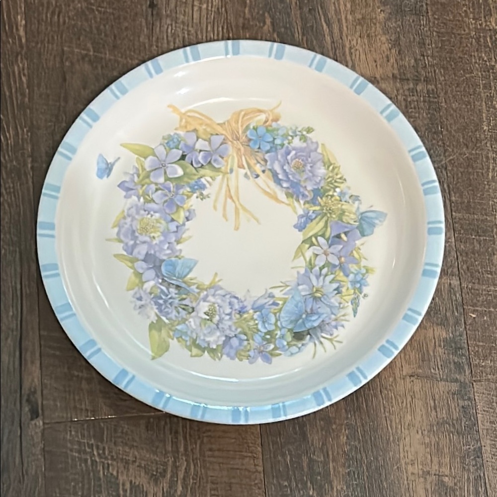 Marjolein Bastin Blue Floral Wreath Pie Plate by Hallmark Nature's Sketchbook